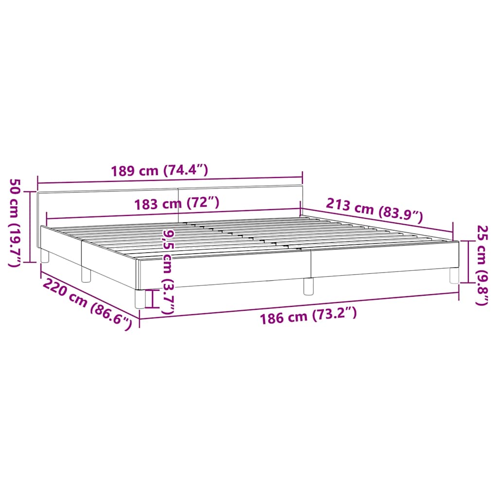 Bed Frame without Mattress Light Grey California King Velvet