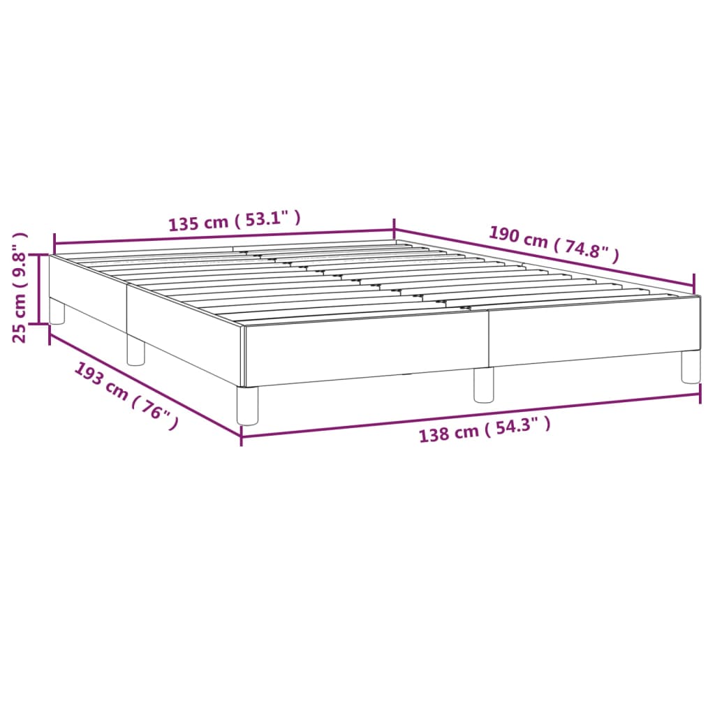 Bed Frame without Mattress Dark Grey 135x190 cm Double Fabric