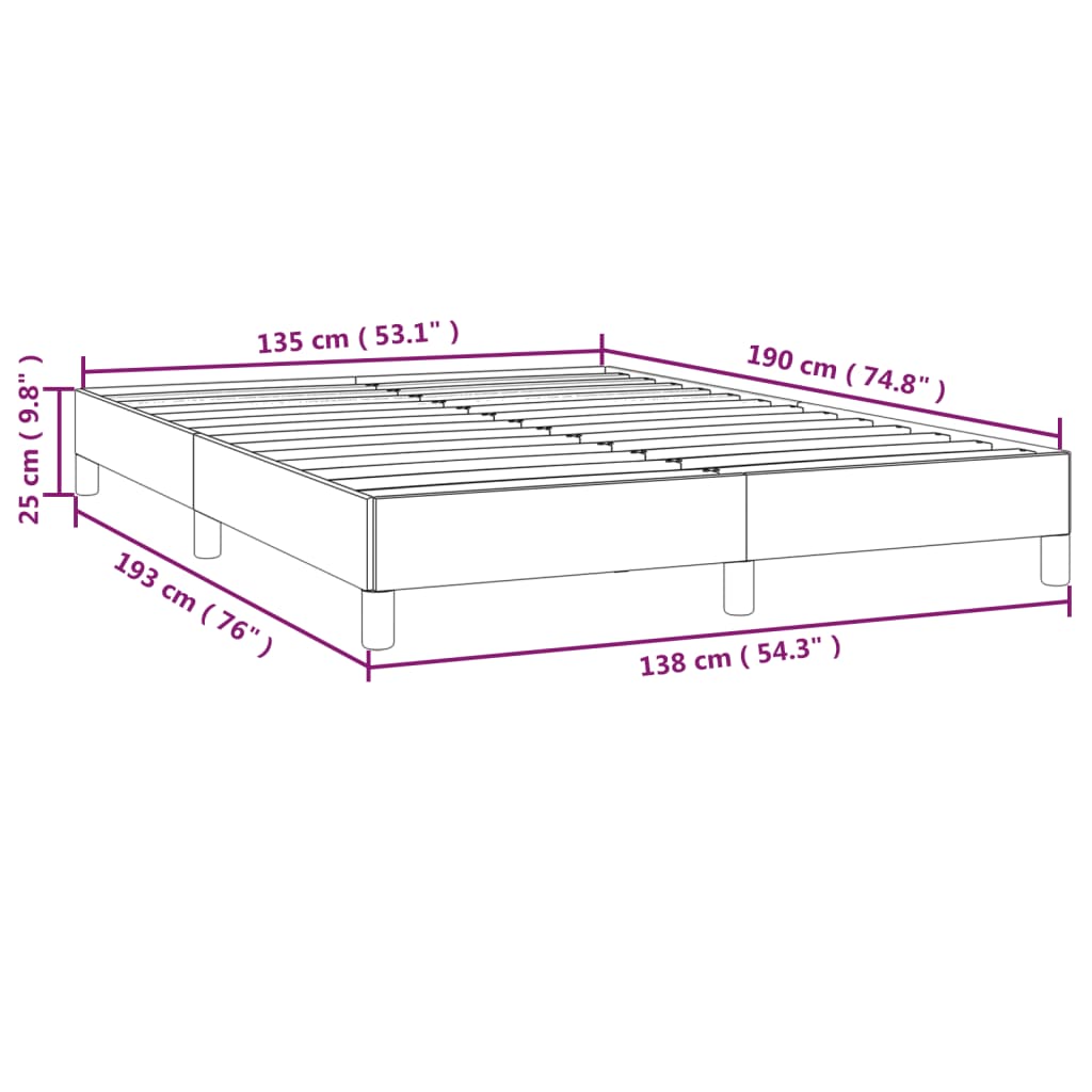 Bed Frame without Mattress Dark Grey 135x190 cm Double Fabric