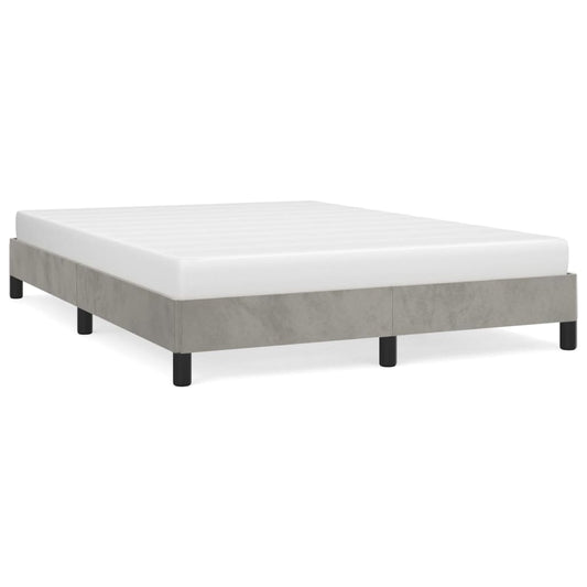 Bed Frame without Mattress Light Grey 135x190 cm Double Double Velvet Bed Frame without Mattress Light Grey 135x190 cm Double Double Velvet