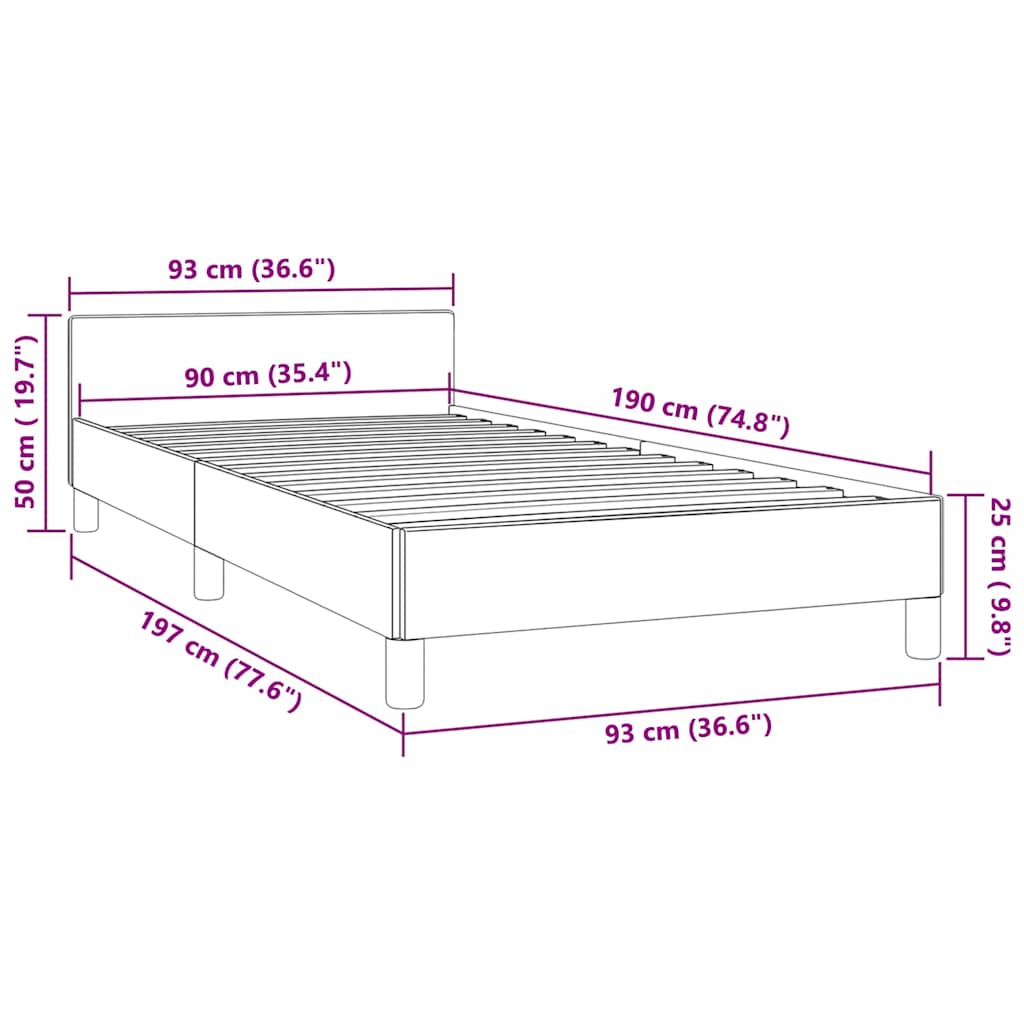 Bed Frame without Mattress Black 90x190cm Single Fabric