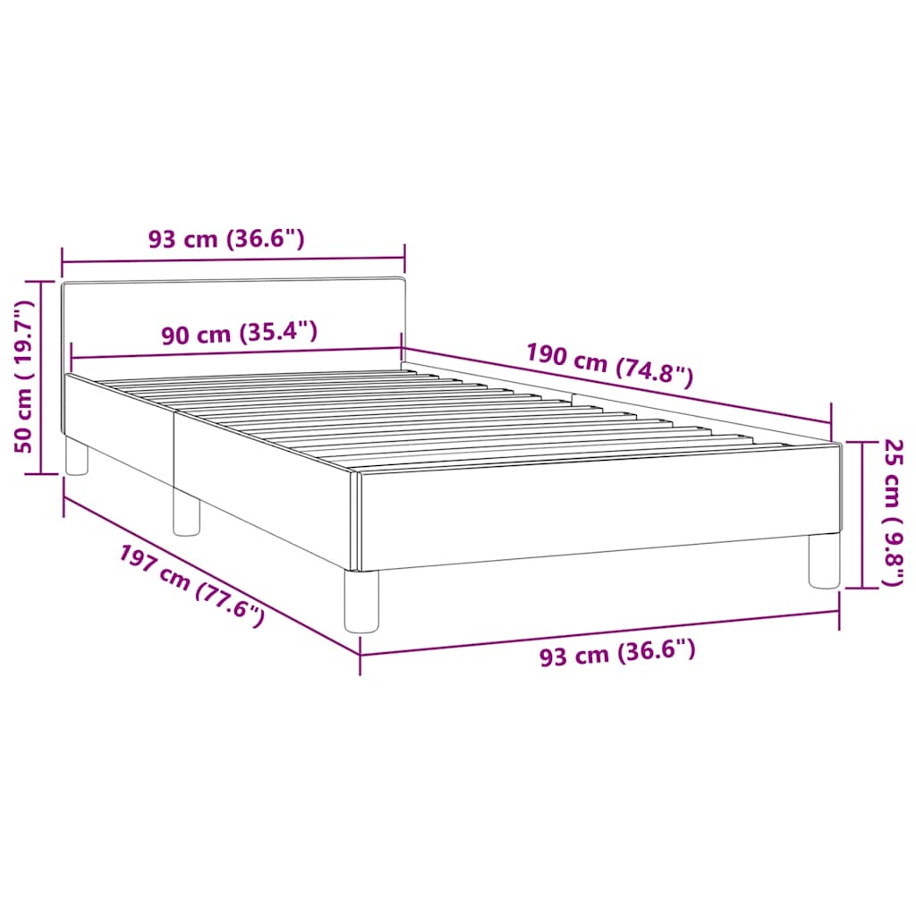 Bed Frame without Mattress White 90x190cm Single Faux Leather
