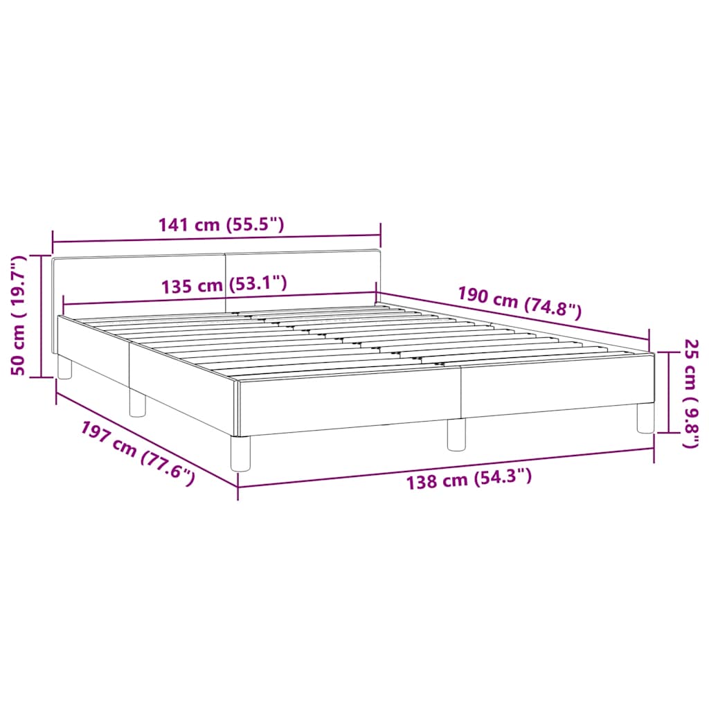 Bed Frame without Mattress Black 135x190cm Double Faux Leather