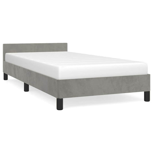 Bed Frame without Mattress Light Grey 90x190cm Single Velvet Bed Frame without Mattress Light Grey 90x190cm Single Velvet