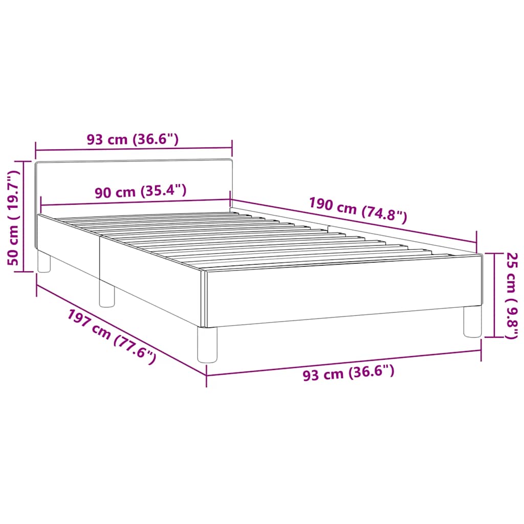 Bed Frame without Mattress Light Grey 90x190cm Single Velvet
