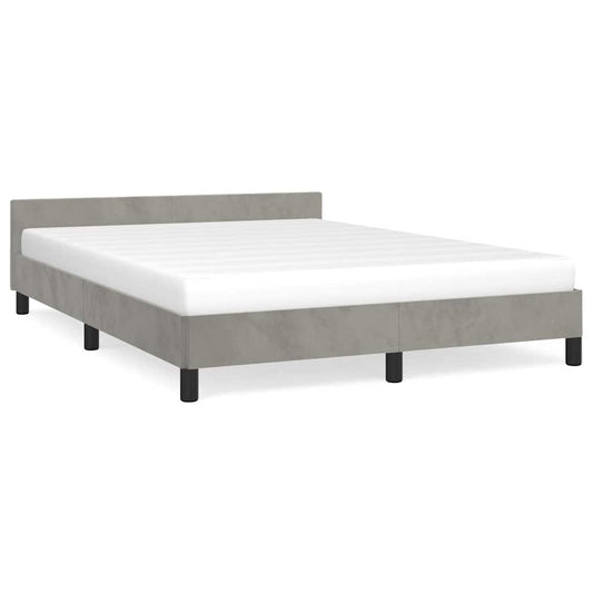 Bed Frame without Mattress Light Grey 135x190cm Double Velvet Bed Frame without Mattress Light Grey 135x190cm Double Velvet