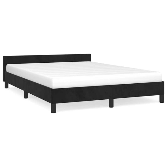 Bed Frame without Mattress Black 135x190cm Double Velvet Bed Frame without Mattress Black 135x190cm Double Velvet