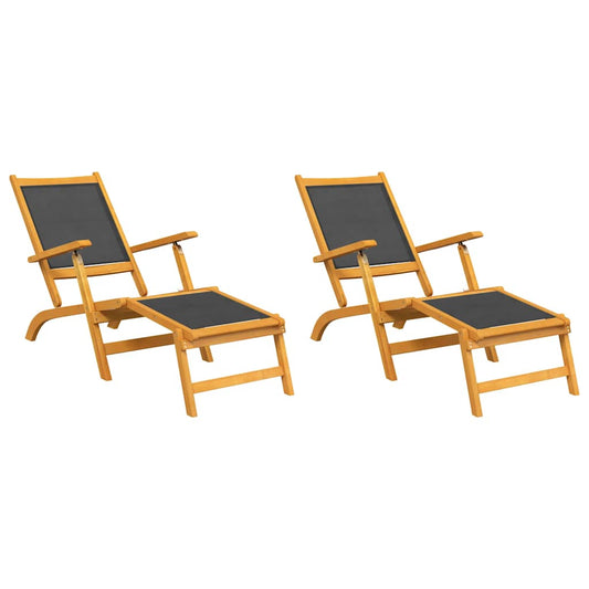 Outdoor Deck Chairs 2 pcs Solid Wood Acacia and Textilene Outdoor Deck Chairs 2 pcs Solid Wood Acacia and Textilene