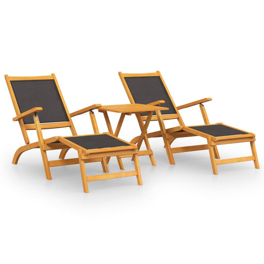Outdoor Deck Chairs with Table Solid Wood Acacia and Textilene Outdoor Deck Chairs with Table Solid Wood Acacia and Textilene