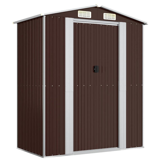 Garden Shed Dark Brown 192x108x223 cm Galvanised Steel Garden Shed Dark Brown 192x108x223 cm Galvanised Steel