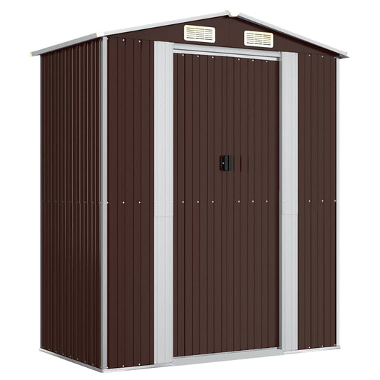 Garden Shed Dark Brown 192x108x223 cm Galvanised Steel Garden Shed Dark Brown 192x108x223 cm Galvanised Steel