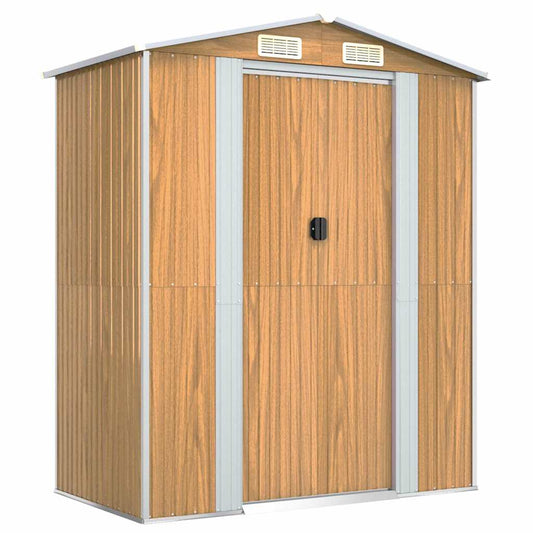 Garden Shed Light Brown 192x108x223 cm Galvanised Steel Garden Shed Light Brown 192x108x223 cm Galvanised Steel