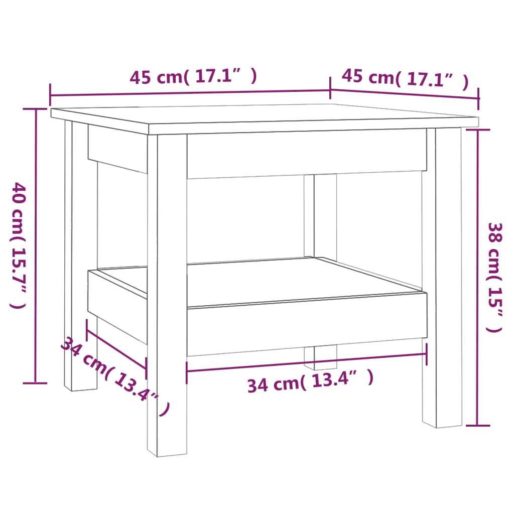 814264 vidaXL Coffee Table 45x45x40 cm Solid Wood Pine