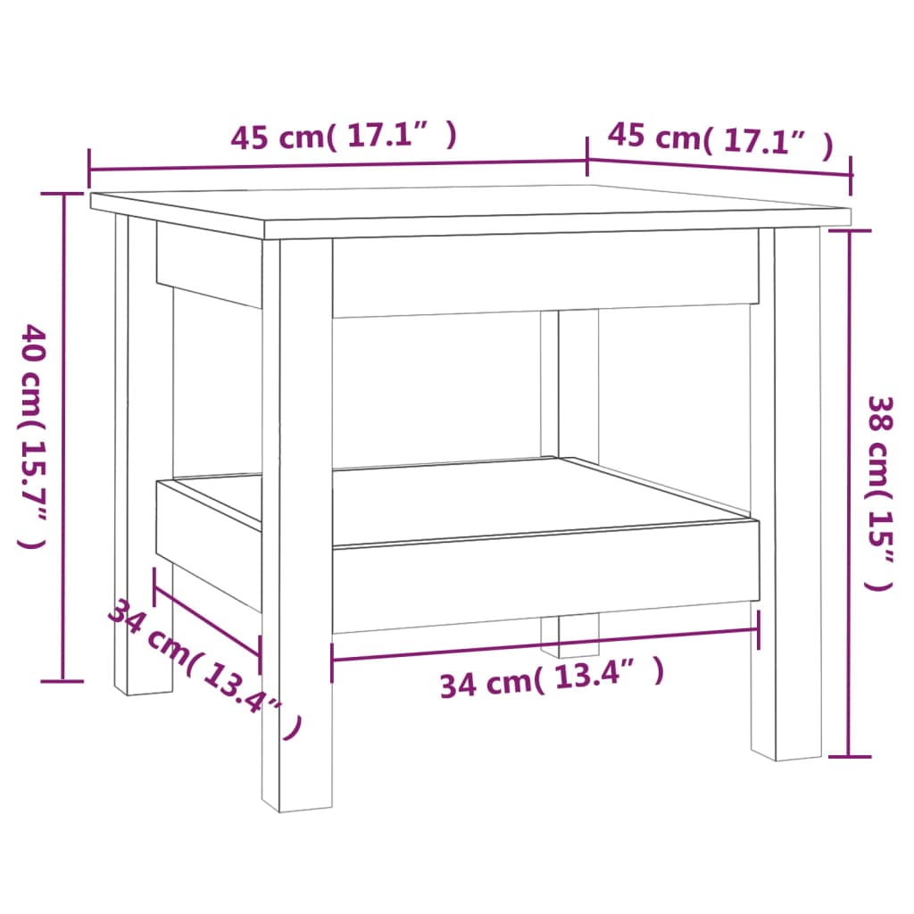 Coffee Table White 45x45x40 cm Solid Wood Pine