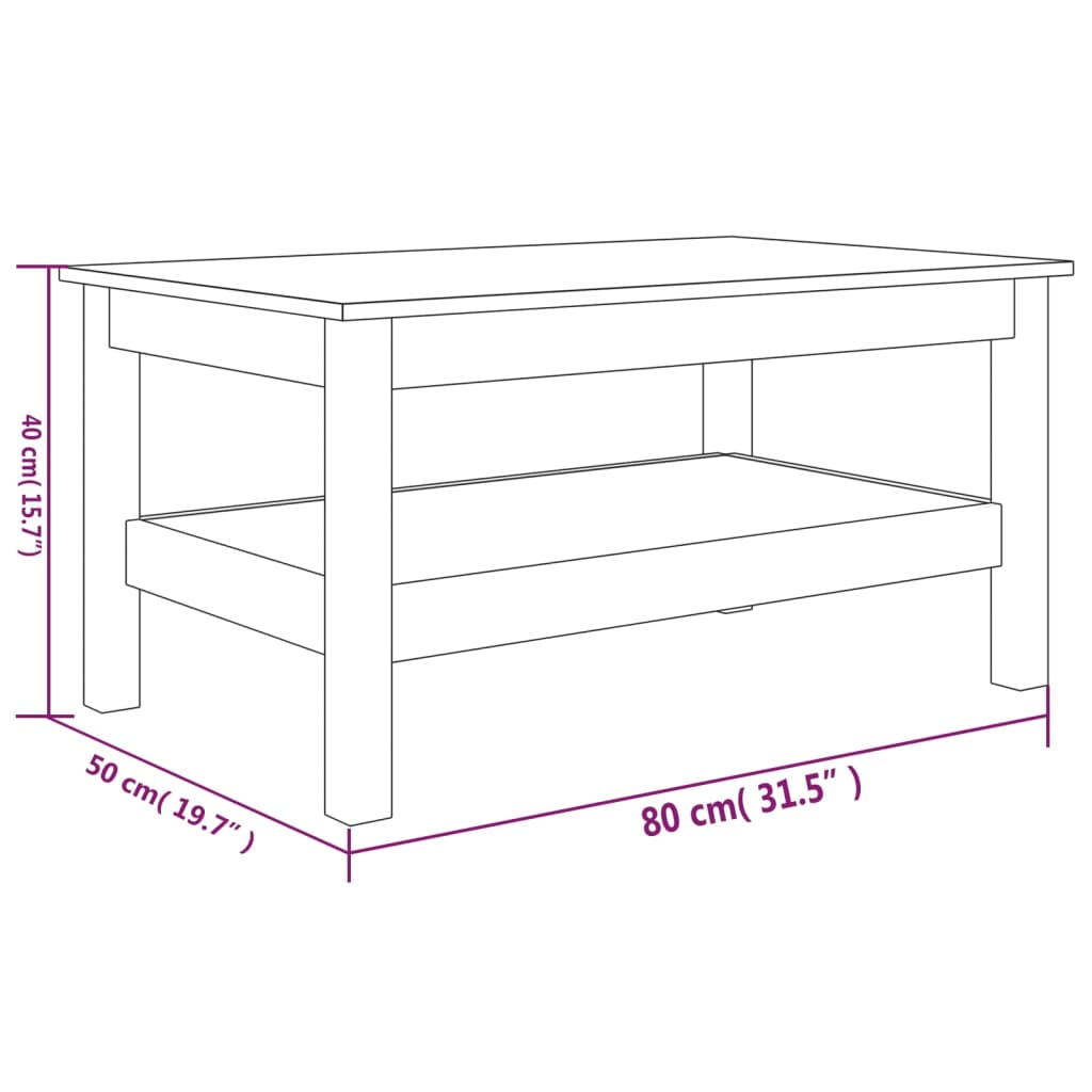 Coffee Table White 80x50x40 cm Solid Wood Pine