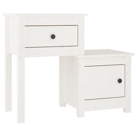 Bedside Cabinet White 79.5x38x65.5 cm Solid Wood Pine Bedside Cabinet White 79.5x38x65.5 cm Solid Wood Pine