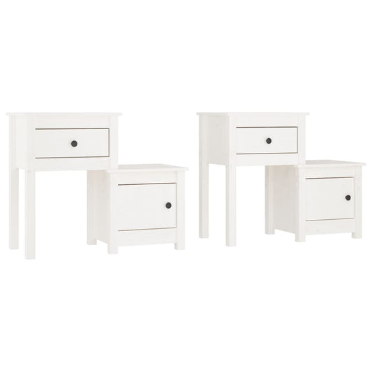 Bedside Cabinet 2 pcs White 79.5x38x65.5 cm Solid Wood Pine Bedside Cabinet 2 pcs White 79.5x38x65.5 cm Solid Wood Pine