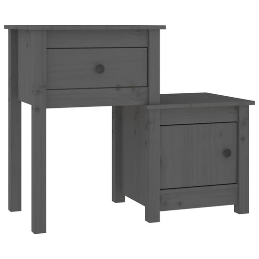 Bedside Cabinet Grey 79.5x38x65.5 cm Solid Wood Pine Bedside Cabinet Grey 79.5x38x65.5 cm Solid Wood Pine