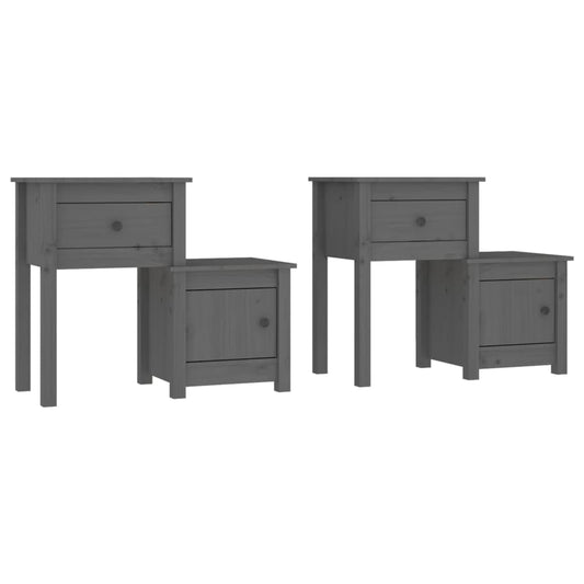 Bedside Cabinet 2 pcs Grey 79.5x38x65.5 cm Solid Wood Pine Bedside Cabinet 2 pcs Grey 79.5x38x65.5 cm Solid Wood Pine