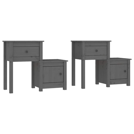 814544 vidaXL Bedside Cabinets 2 pcs Grey 79,5x38x65,5 cm Solid Wood Pine 814544 vidaXL Bedside Cabinets 2 pcs Grey 79,5x38x65,5 cm Solid Wood Pine