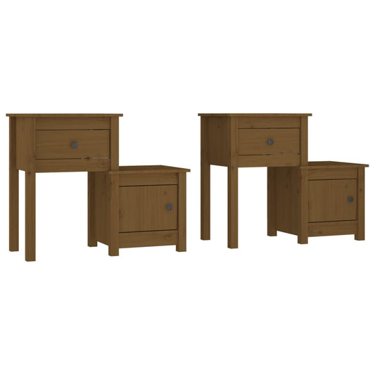 Bedside Cabinet 2pcs Honey Brown 79.5x38x65.5cm Solid Wood Pine Bedside Cabinet 2pcs Honey Brown 79.5x38x65.5cm Solid Wood Pine