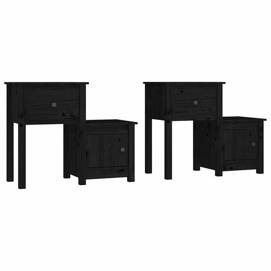 814548 vidaXL Bedside Cabinets 2 pcs Black 79,5x38x65,5 cm Solid Wood Pine 814548 vidaXL Bedside Cabinets 2 pcs Black 79,5x38x65,5 cm Solid Wood Pine