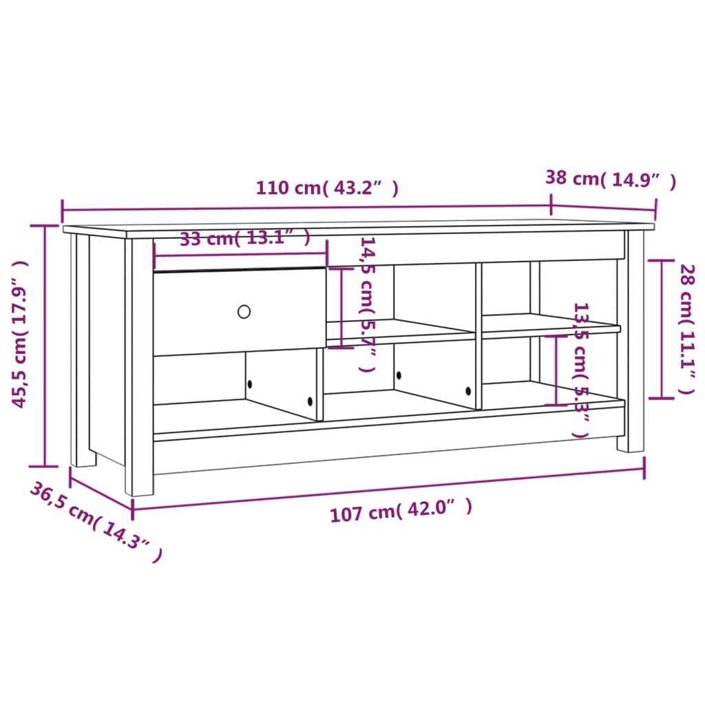 Shoe Cabinet Honey Brown 110x38x45,5 cm Solid Wood Pine