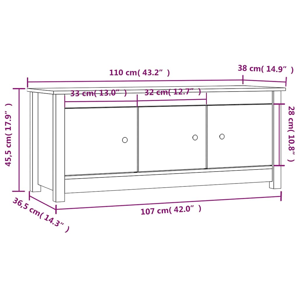 Shoe Cabinet 110x38x45,5 cm Solid Wood Pine