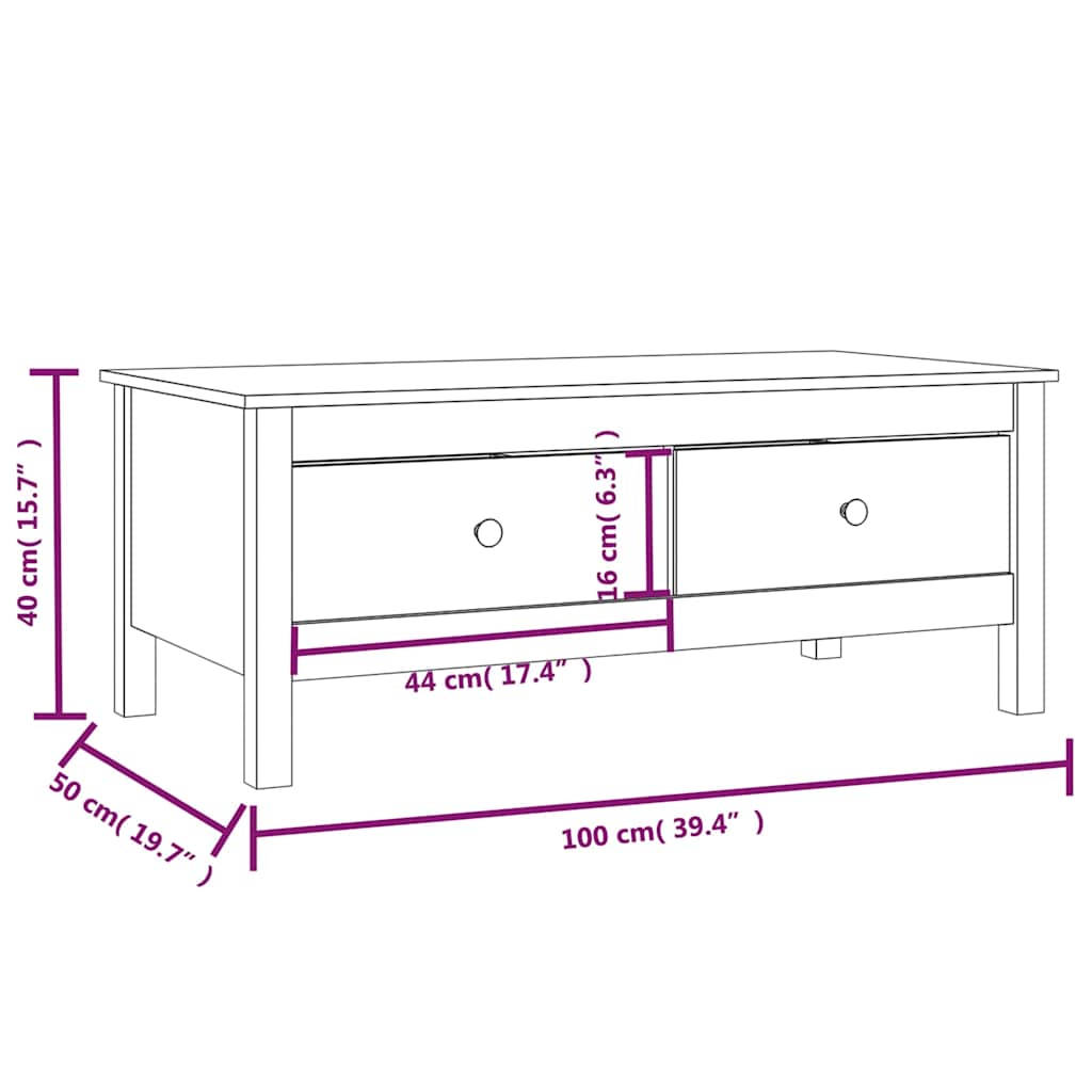 Coffee Table 100x50x40 cm Solid Wood Pine
