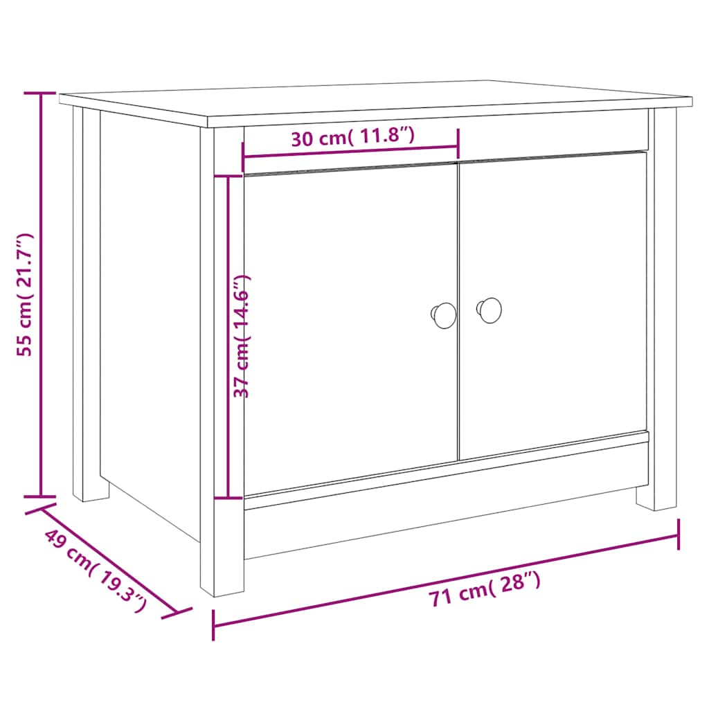 Coffee Table Honey Brown 71x49x55 cm Solid Wood Pine