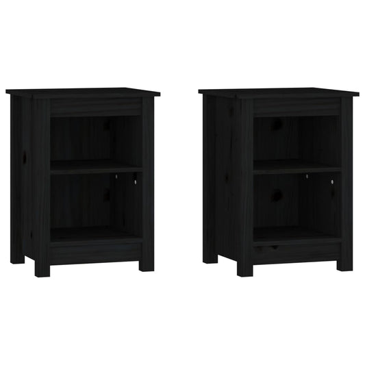 Bedside Cabinets 2 pcs Black 40x35x55 cm Solid Wood Pine Bedside Cabinets 2 pcs Black 40x35x55 cm Solid Wood Pine