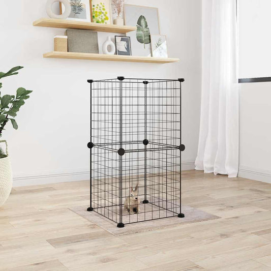 8-Panel Pet Cage Black 35x35 cm Steel 8-Panel Pet Cage Black 35x35 cm Steel