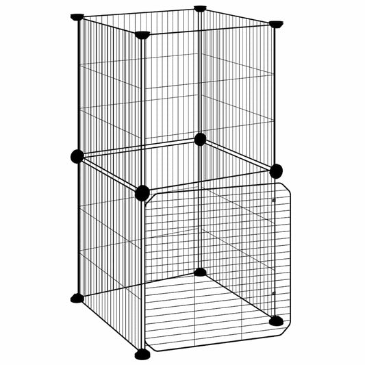 8-Panel Pet Cage with Door Black 35x35x70 cm Steel 8-Panel Pet Cage with Door Black 35x35x70 cm Steel