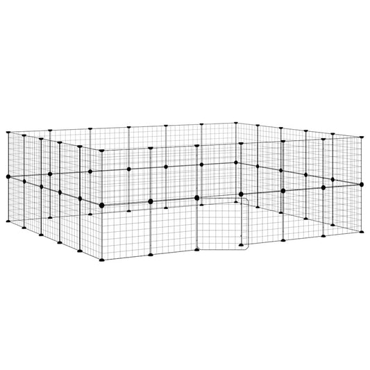 44-Panel Pet Cage with Door Black 210x175x70 cm Steel 44-Panel Pet Cage with Door Black 210x175x70 cm Steel