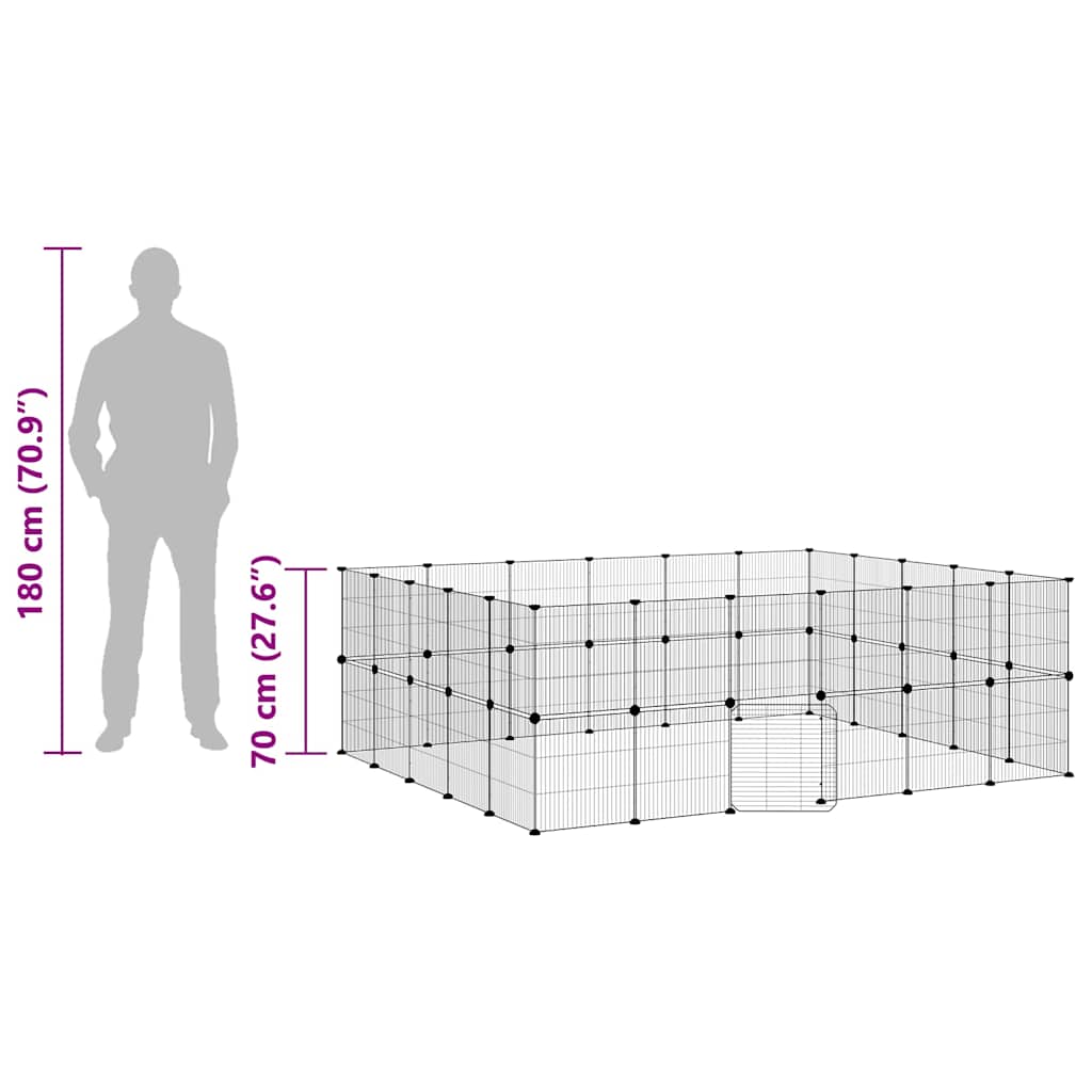 44-Panel Pet Cage with Door Black 210x175x70 cm Steel
