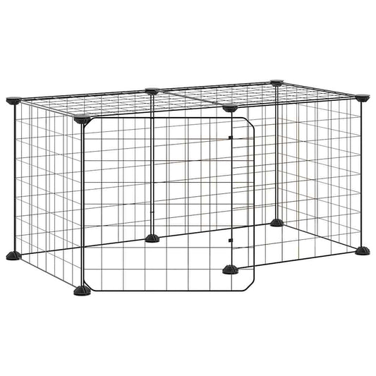 8-Panel Pet Cage with Door Black 70x35x35 cm Steel 8-Panel Pet Cage with Door Black 70x35x35 cm Steel