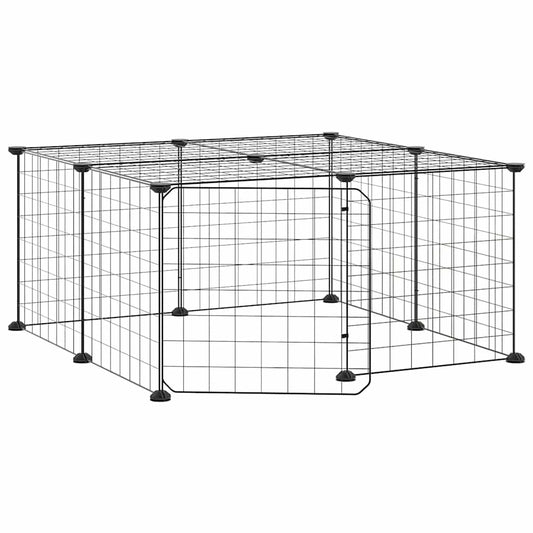 12-Panel Pet Cage with Door Black 70x70x35 cm Steel 12-Panel Pet Cage with Door Black 70x70x35 cm Steel