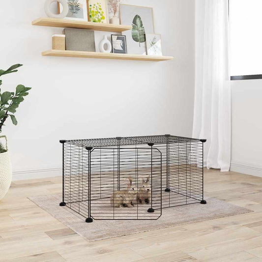 8-Panel Pet Cage with Door Black 35x35 cm Steel 8-Panel Pet Cage with Door Black 35x35 cm Steel