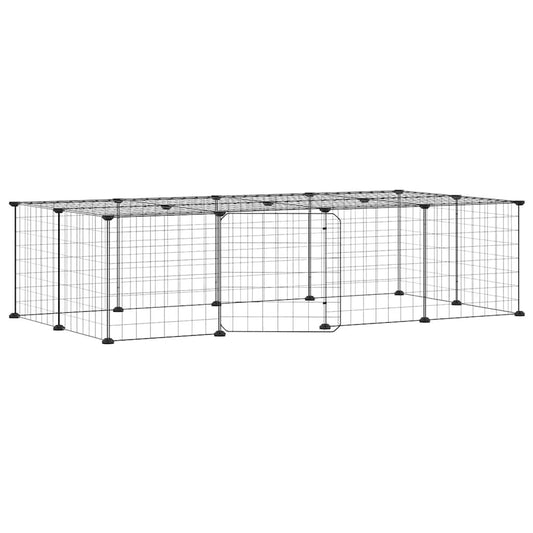20-Panel Pet Cage with Door Black 140x70x35 cm Steel 20-Panel Pet Cage with Door Black 140x70x35 cm Steel