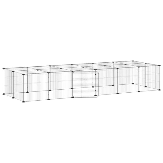 28-Panel Pet Cage with Door Black 210x70x35 cm Steel 28-Panel Pet Cage with Door Black 210x70x35 cm Steel
