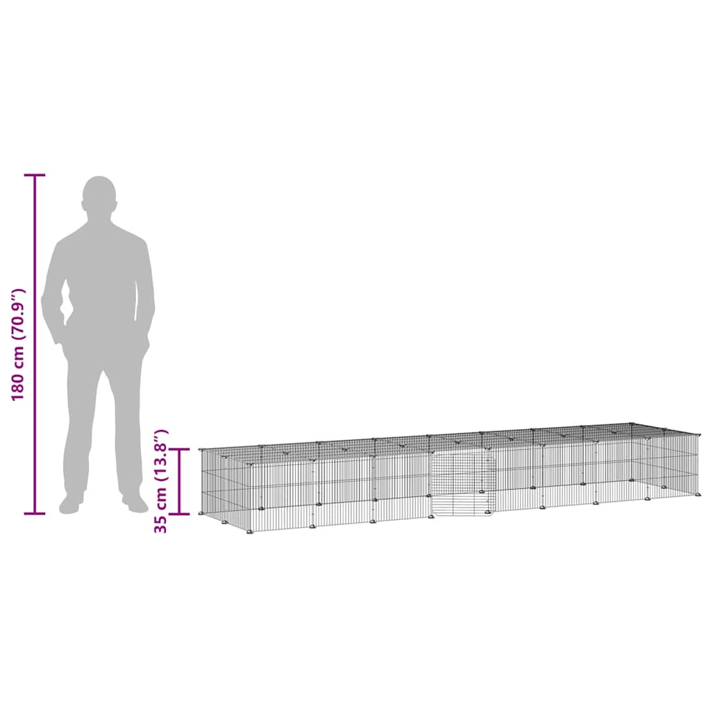 36-Panel Pet Cage with Door Black 35x35 cm Steel