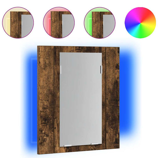 LED Bathroom Mirror Cabinet Smoked Oak 40x12x45 cm Engineered Wood LED Bathroom Mirror Cabinet Smoked Oak 40x12x45 cm Engineered Wood