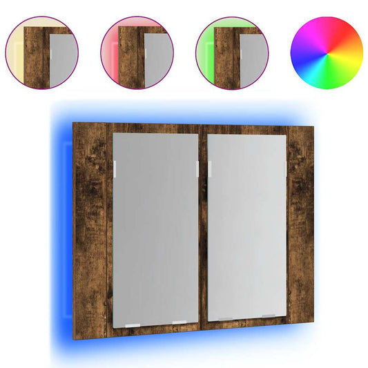 LED Mirror Cabinet Smoked Oak 60x12x45 cm Engineered Wood LED Mirror Cabinet Smoked Oak 60x12x45 cm Engineered Wood
