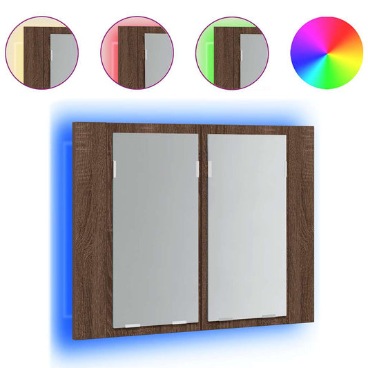LED Mirror Cabinet Brown Oak 60x12x45 cm Engineered Wood LED Mirror Cabinet Brown Oak 60x12x45 cm Engineered Wood