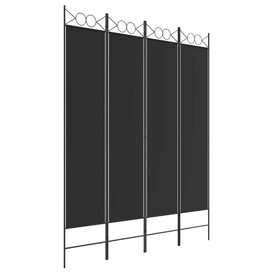 4-Panel Room Divider Black 160x200 cm Fabric 4-Panel Room Divider Black 160x200 cm Fabric