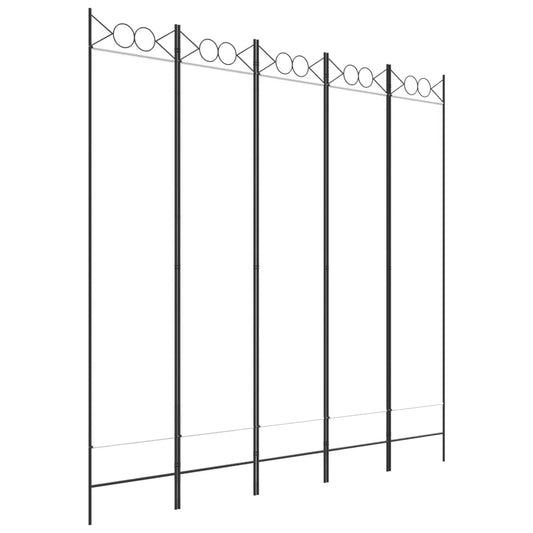 5-Panel Room Divider White 200x200 cm Fabric 5-Panel Room Divider White 200x200 cm Fabric