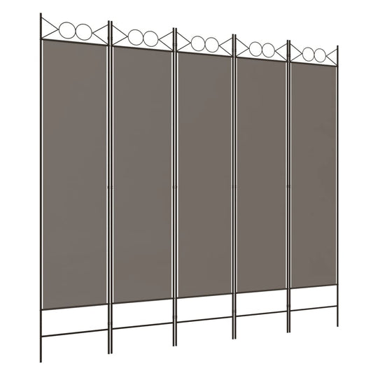 5-Panel Room Divider Anthracite 200x200 cm Fabric 5-Panel Room Divider Anthracite 200x200 cm Fabric
