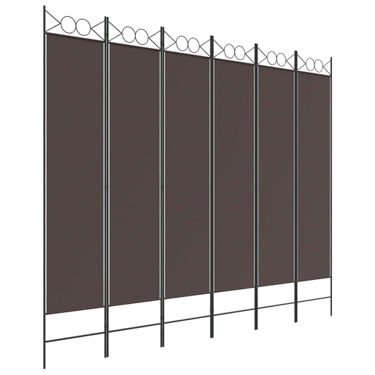 6-Panel Room Divider Brown 240x200 cm Fabric 6-Panel Room Divider Brown 240x200 cm Fabric