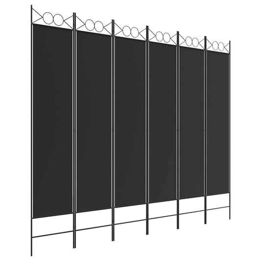 6-Panel Room Divider Black 240x200 cm Fabric 6-Panel Room Divider Black 240x200 cm Fabric