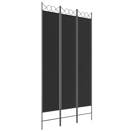 3-Panel Room Divider Black 120x220 cm Fabric 3-Panel Room Divider Black 120x220 cm Fabric